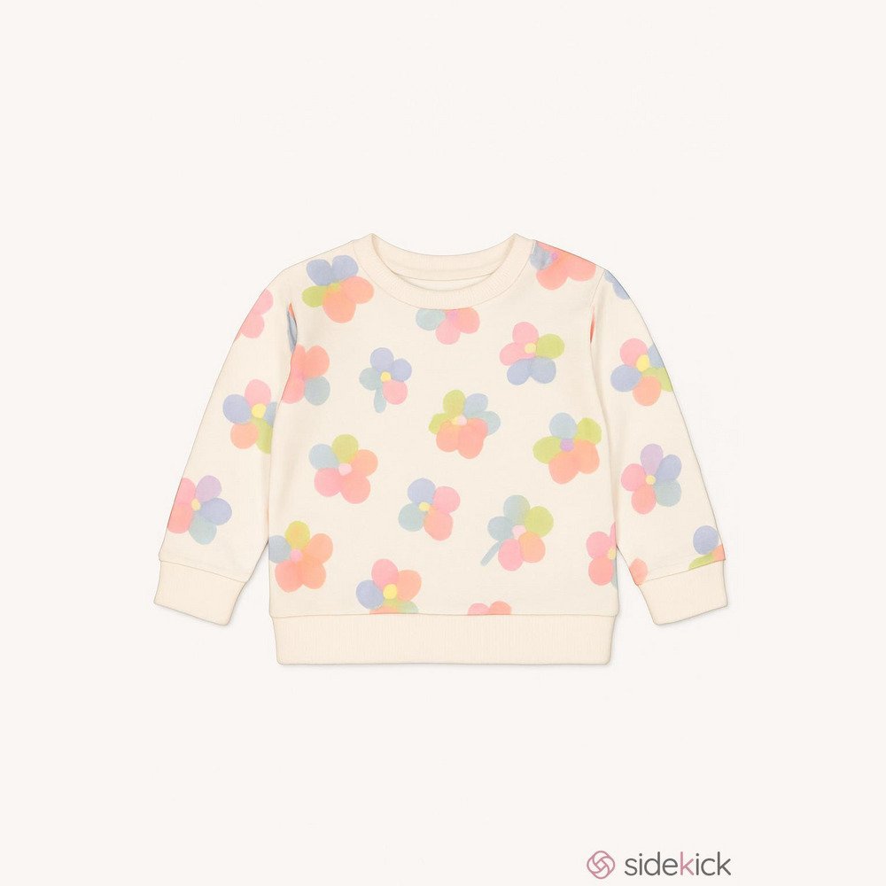 Jumping Beans top pullover white with watercolor flowers pattern Girl 12 Months